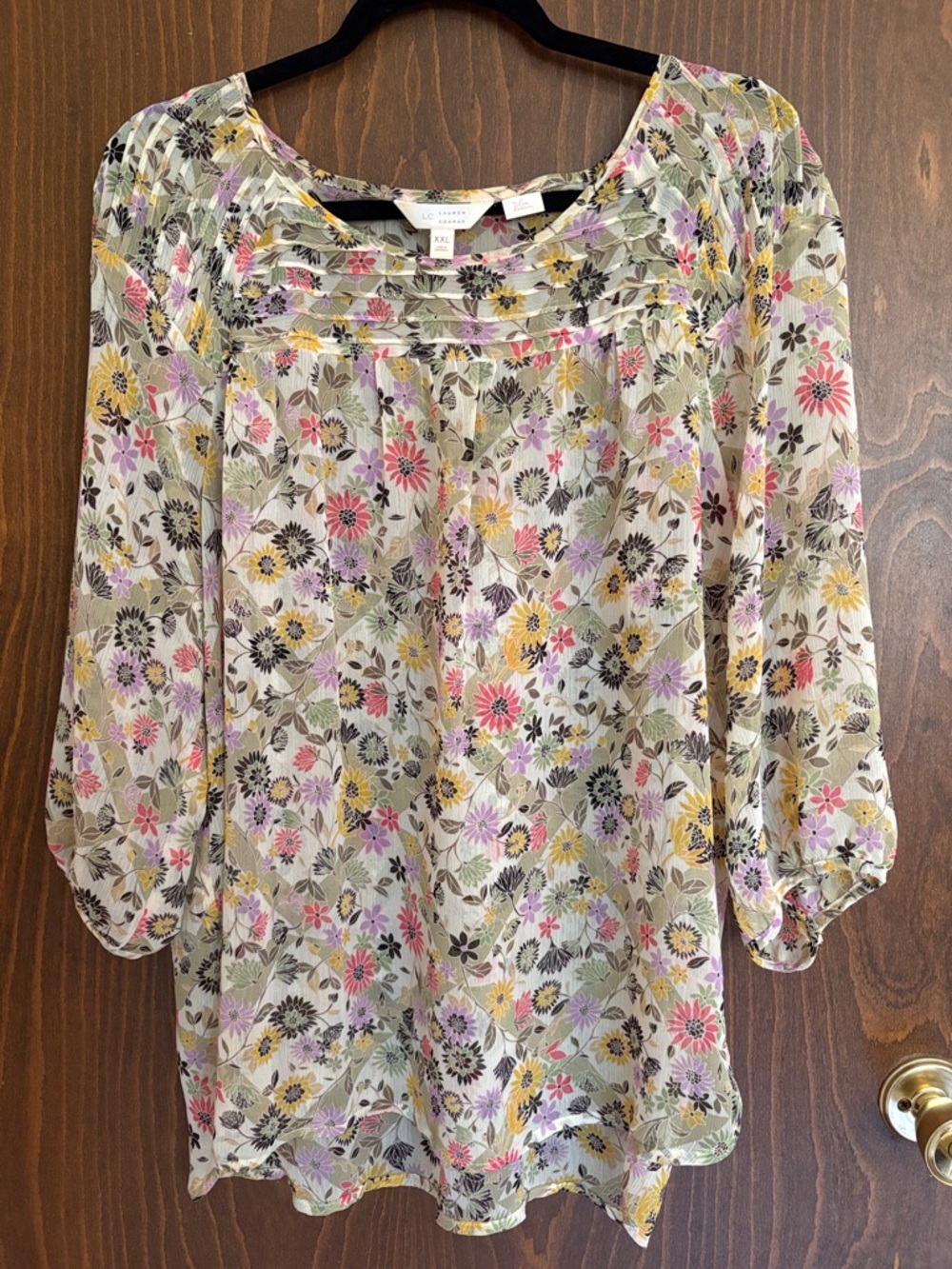 LC Lauren Conrad Floral Sheer Blouse in Pink, Yellow, Lavender, Green